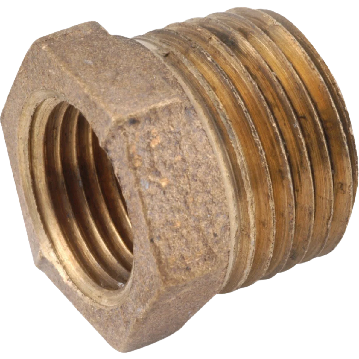 Anderson Metals Red Brass Hex Reducing Bushing, 1-1/4 In. MPT x 1 In. FPT