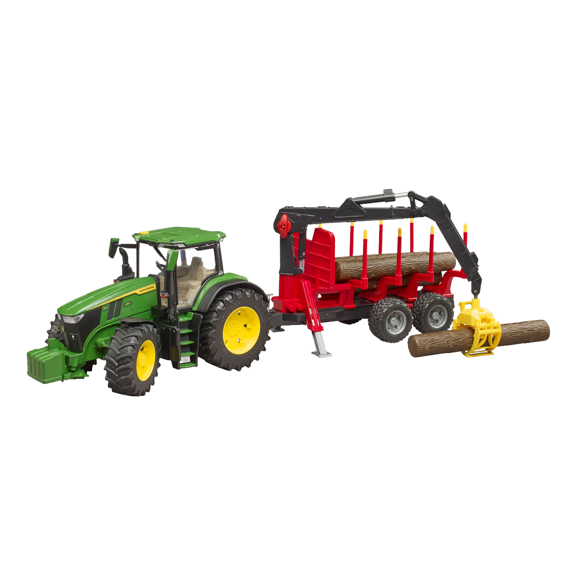 Bruder John Deere 7R 350 Tractor w/ Forestry Trailer - Image 2