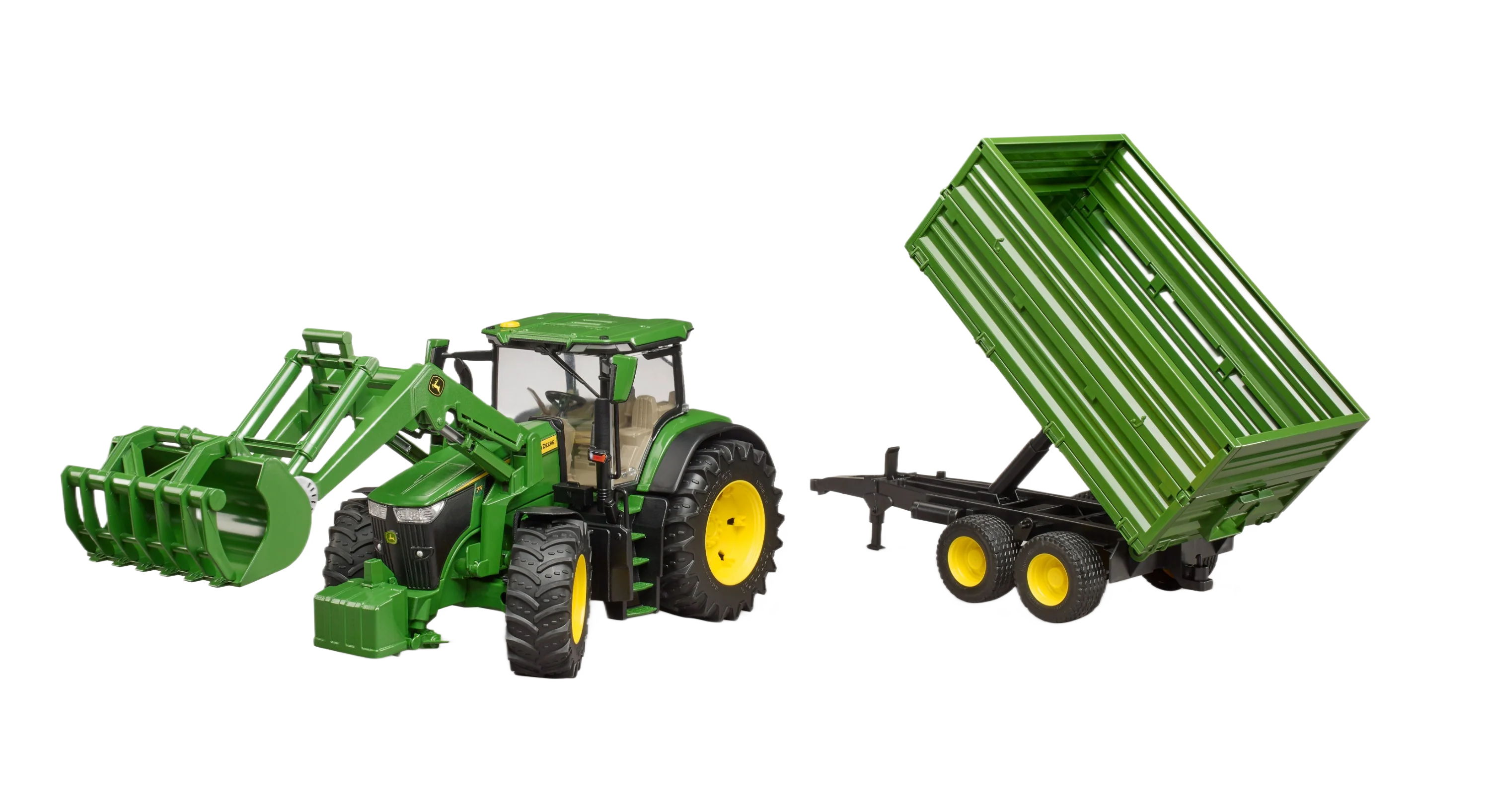 Bruder John Deere 7R 350 w/ Front Loader and Tipping Trailer - Image 5