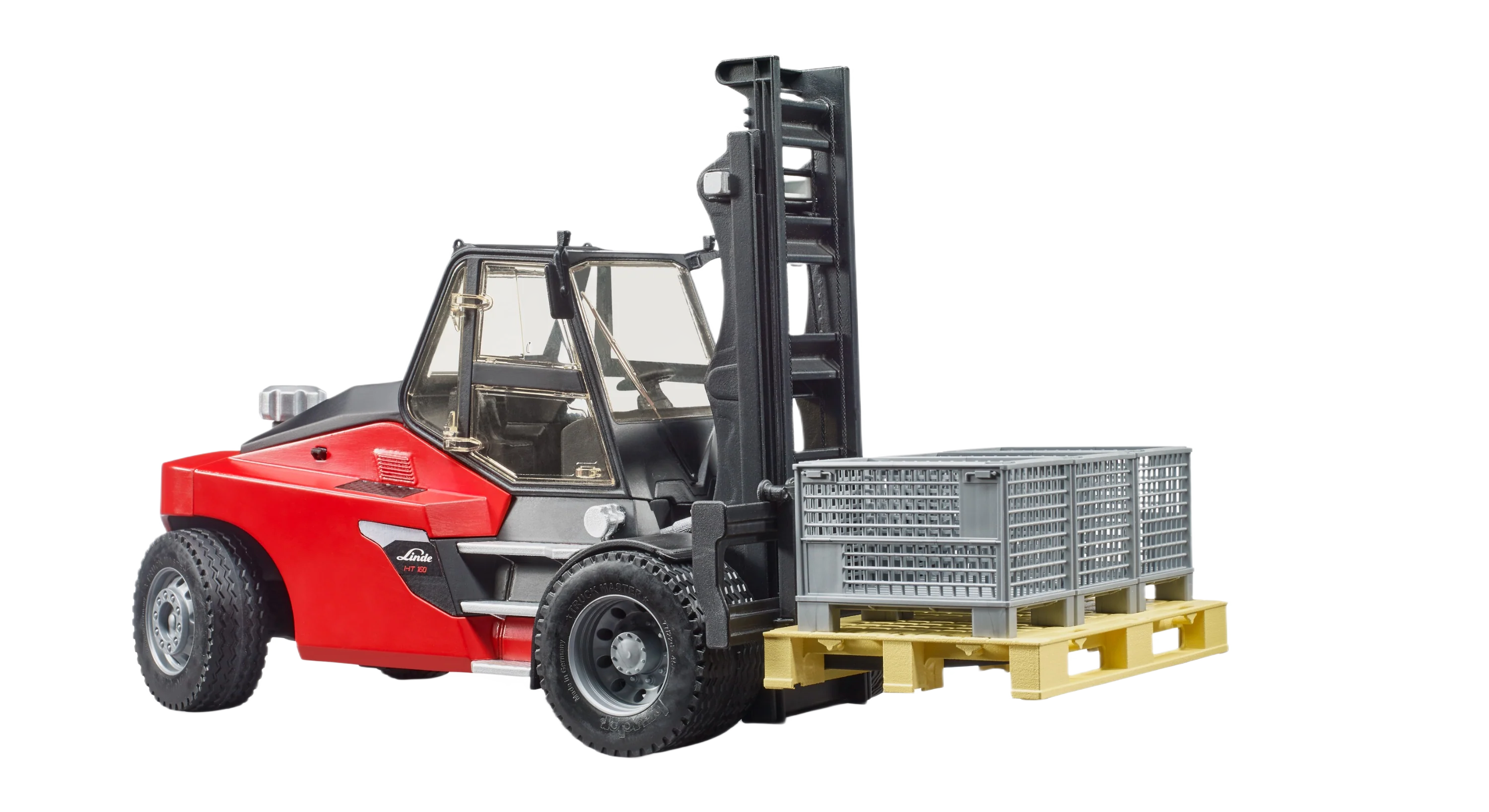 Bruder Linde HT160D Stacker with Pallet and 3 Pallet Cages - Image 9