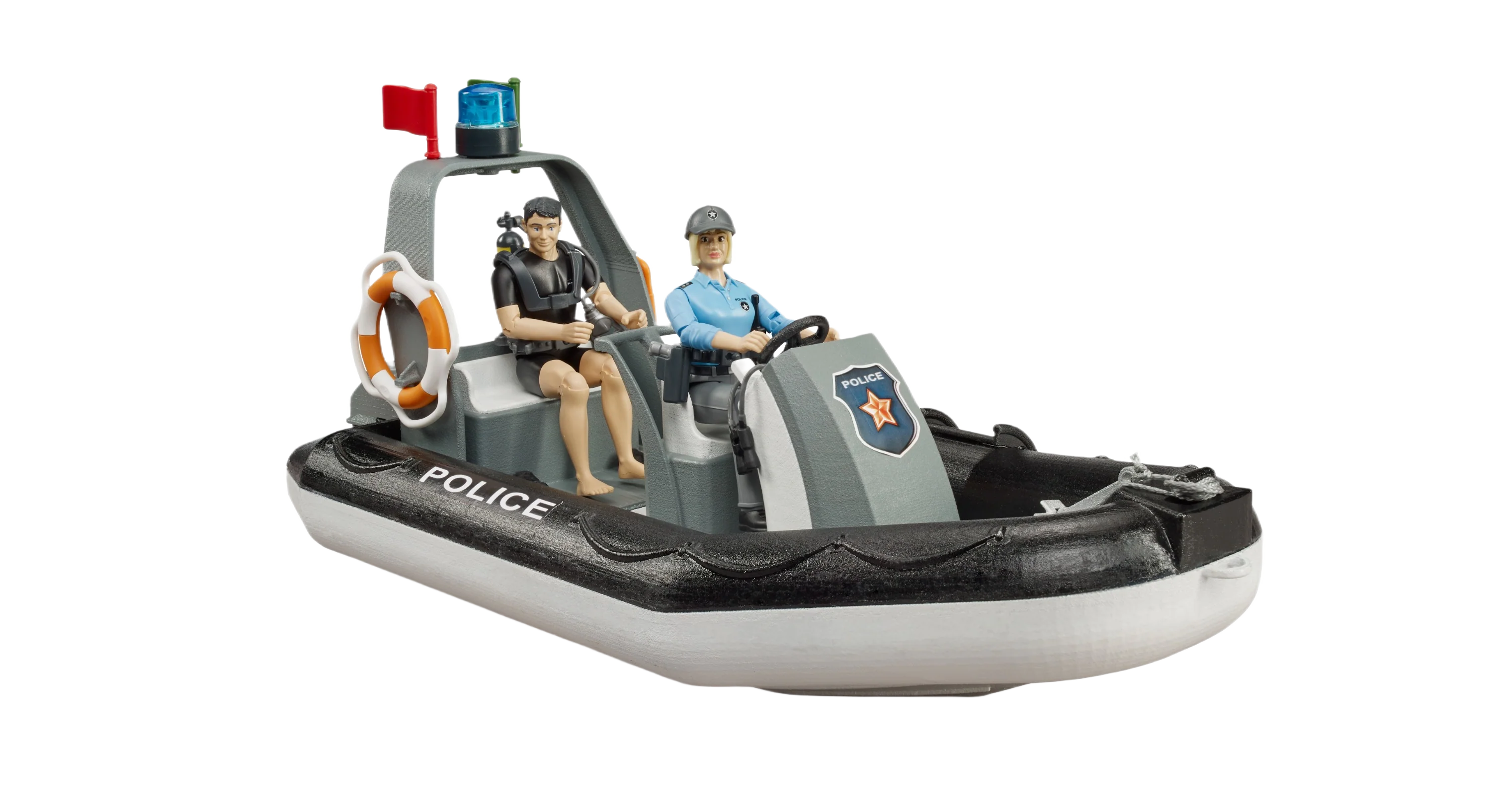 Bruder Police Ram 2500 w/ Trailer, Boat and Figures - Image 11