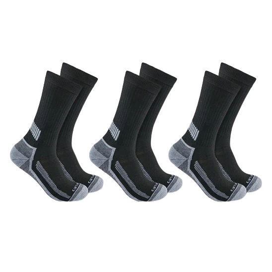 Carhartt Men's Large Force Midweight Crew Socks, 3-Pk