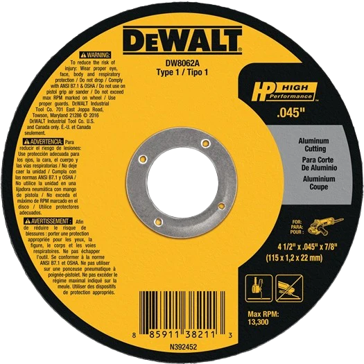 DEWALT 4-1/2 x 7/8" High Performance Aluminum Cutting Wheel