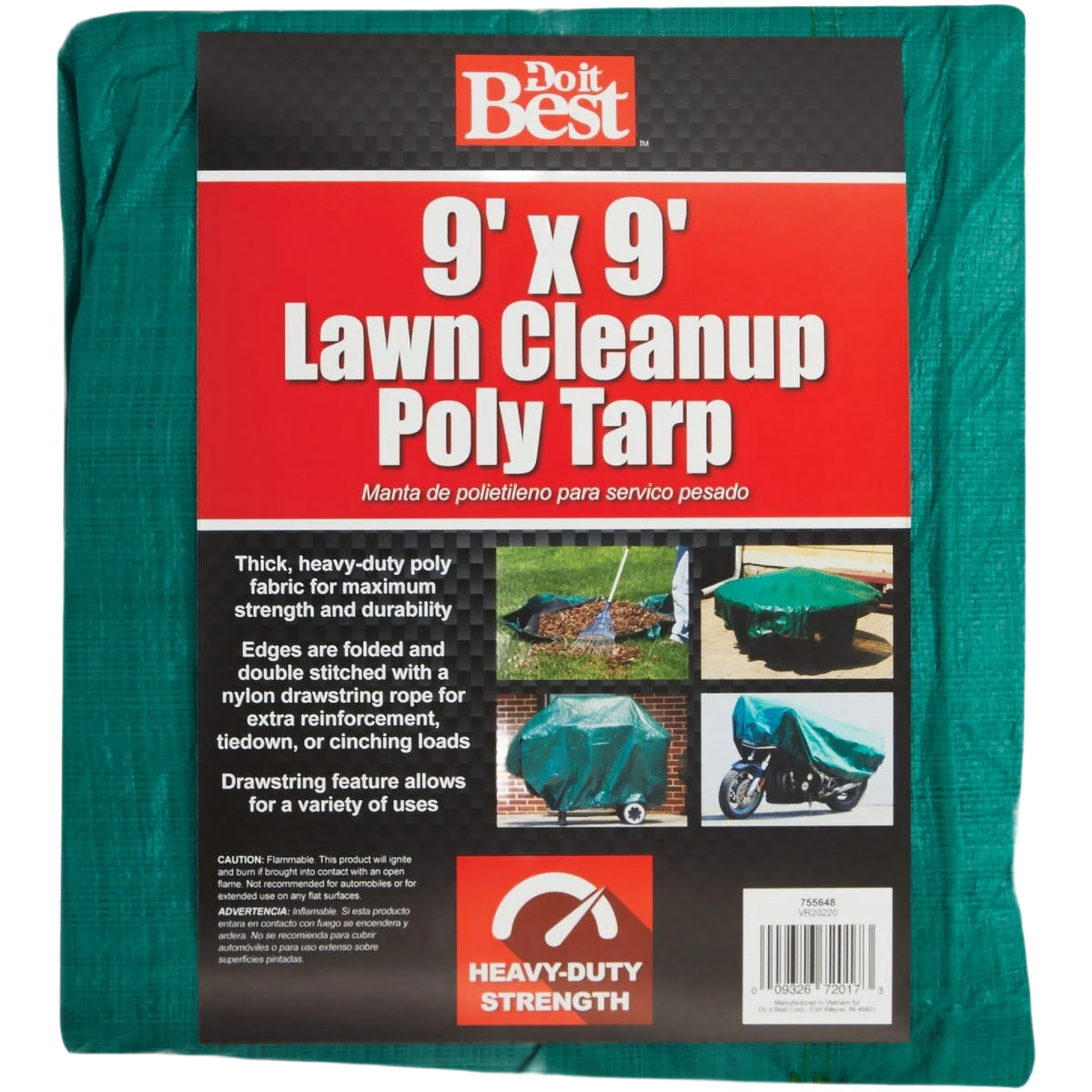 Do it Best Poly Fabric Green Lawn Cleanup Tarp, 9 Ft. x 9 Ft.