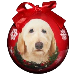 E&S Pets Yellow Labradoodle Christmas Ball Ornament