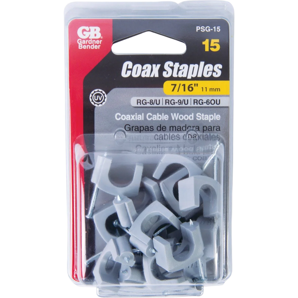 Gardner Bender 7/16 In. UV Resistant Coaxial Cable Staple, 15-Count