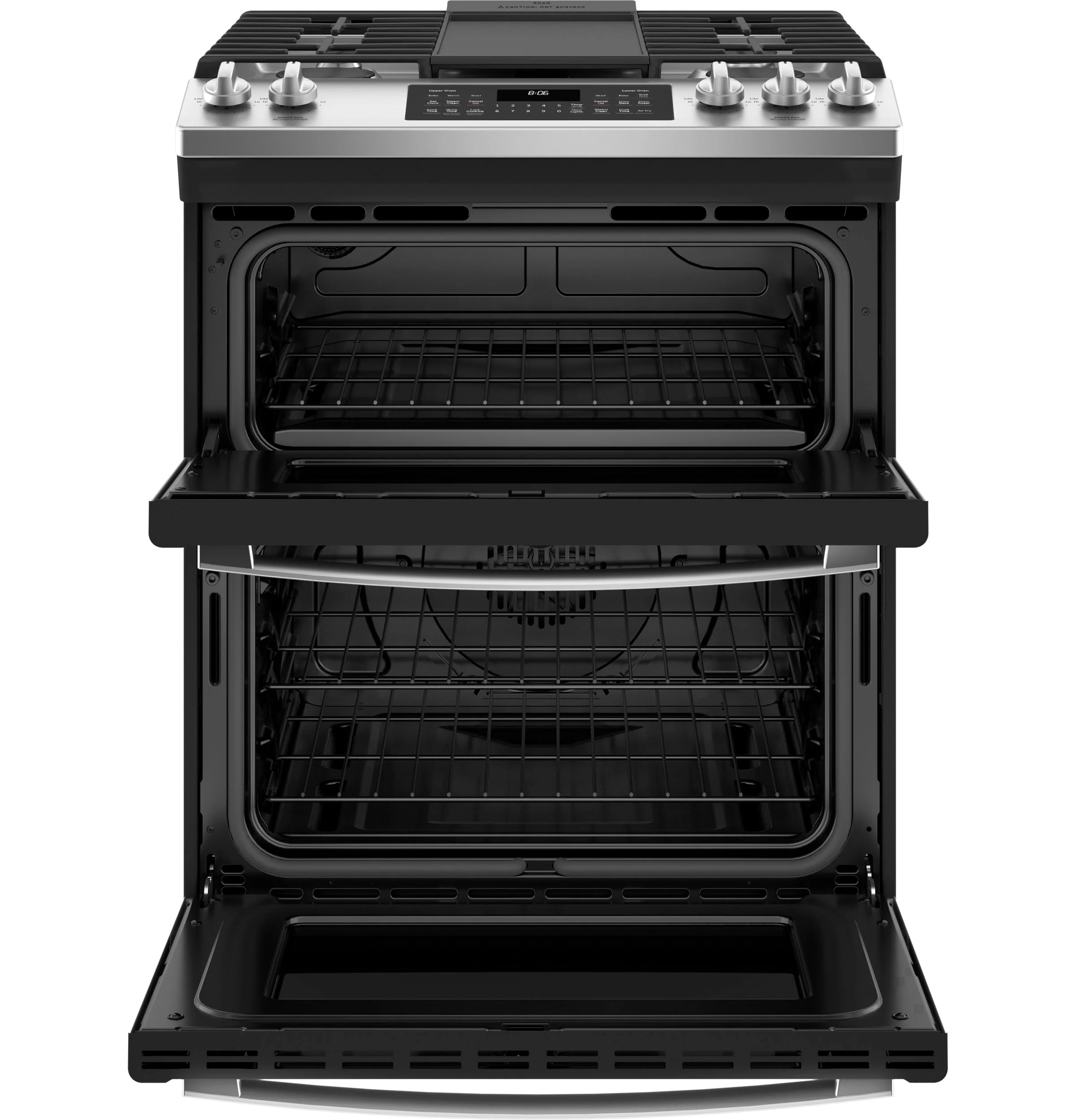 GE 30" Slide-In Front Control Gas Double Oven Range - Image 4