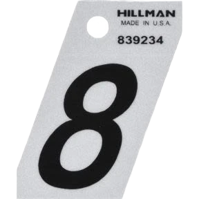 Hillman 1-1/2-In. Adhesive Black & Silver Angle-Cut House Number 8