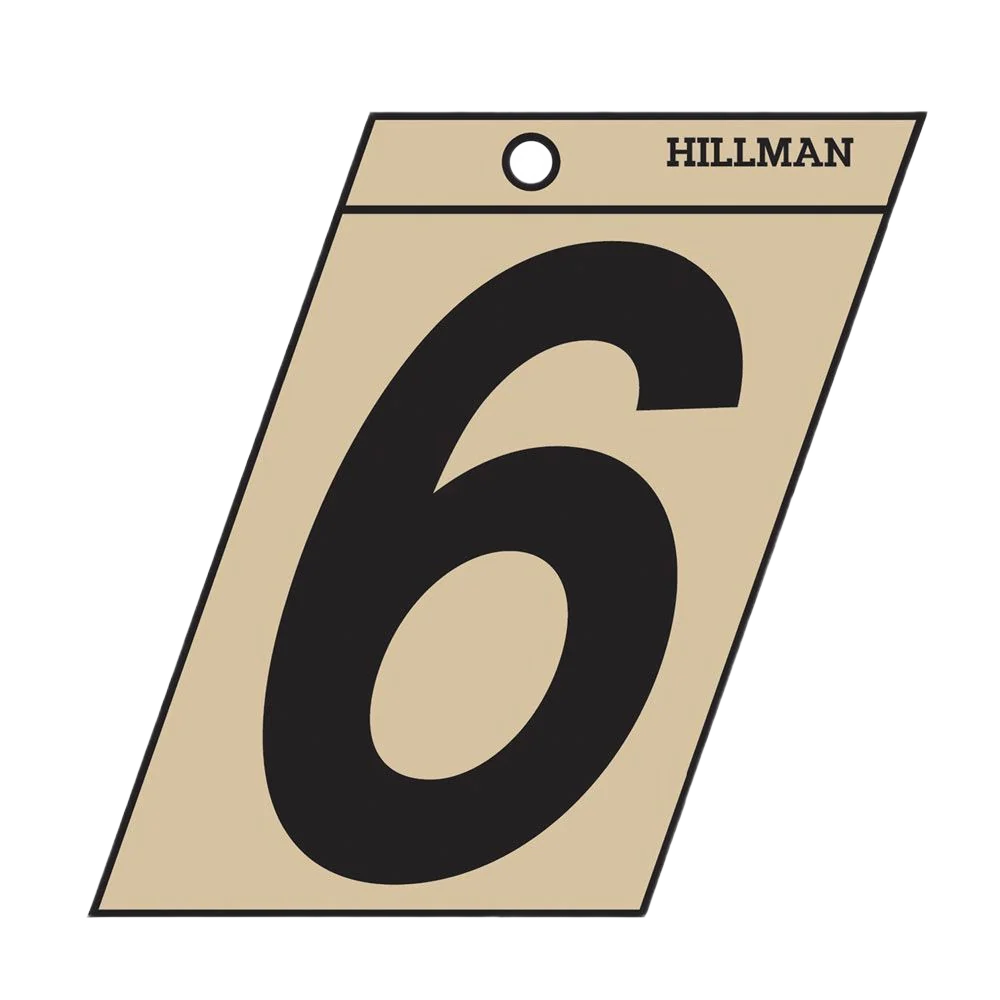 Hillman 3 in. Black & Gold Mylar Sticker Number 6