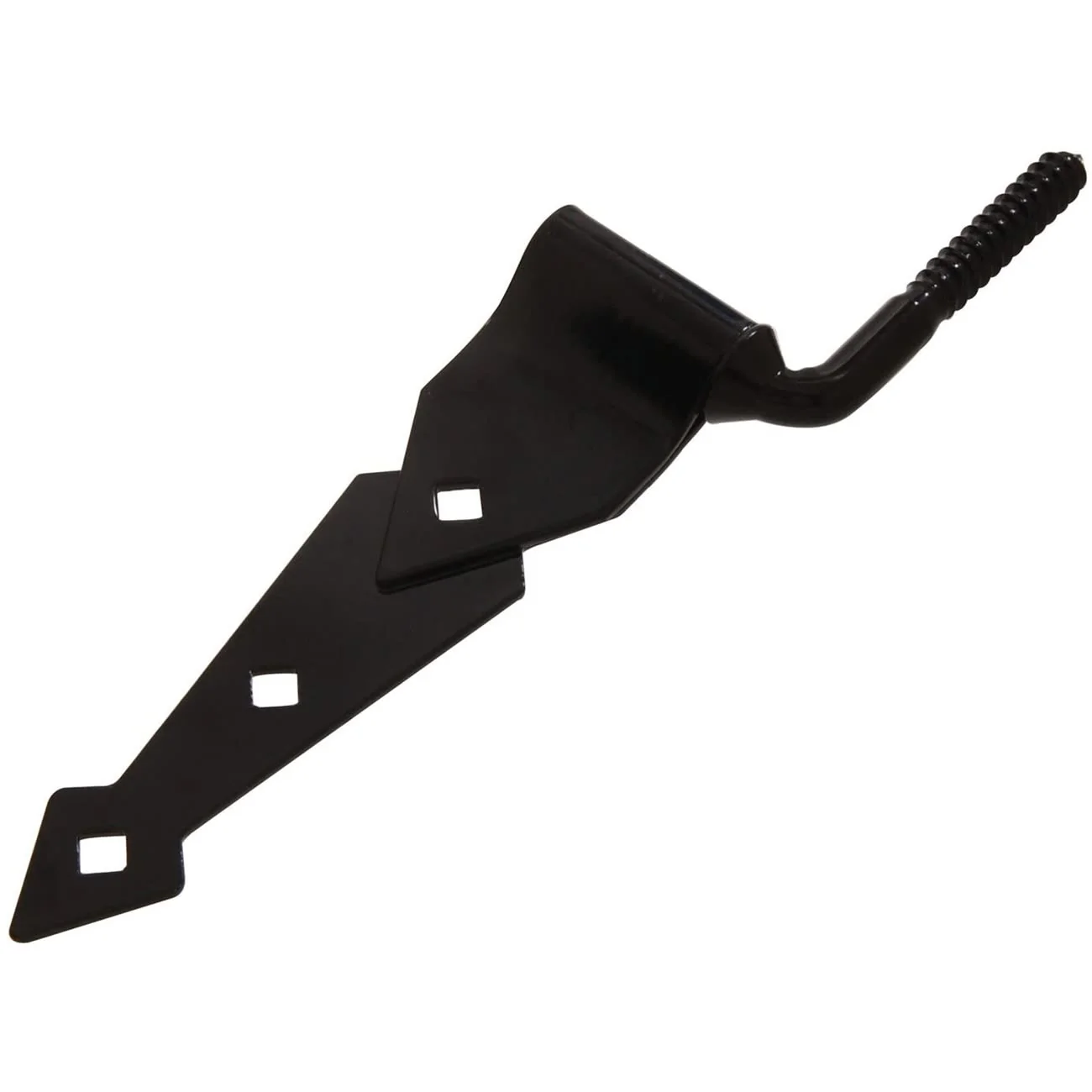 Hillman 7 in. Ornamental Screw Hook and Strap Hinge Set Black Finish