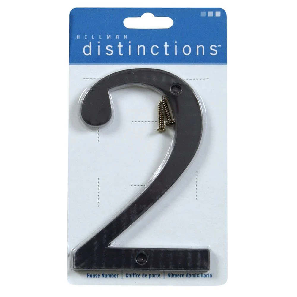Hillman Distinctions 4-In. Flush Mount Black House Number 2