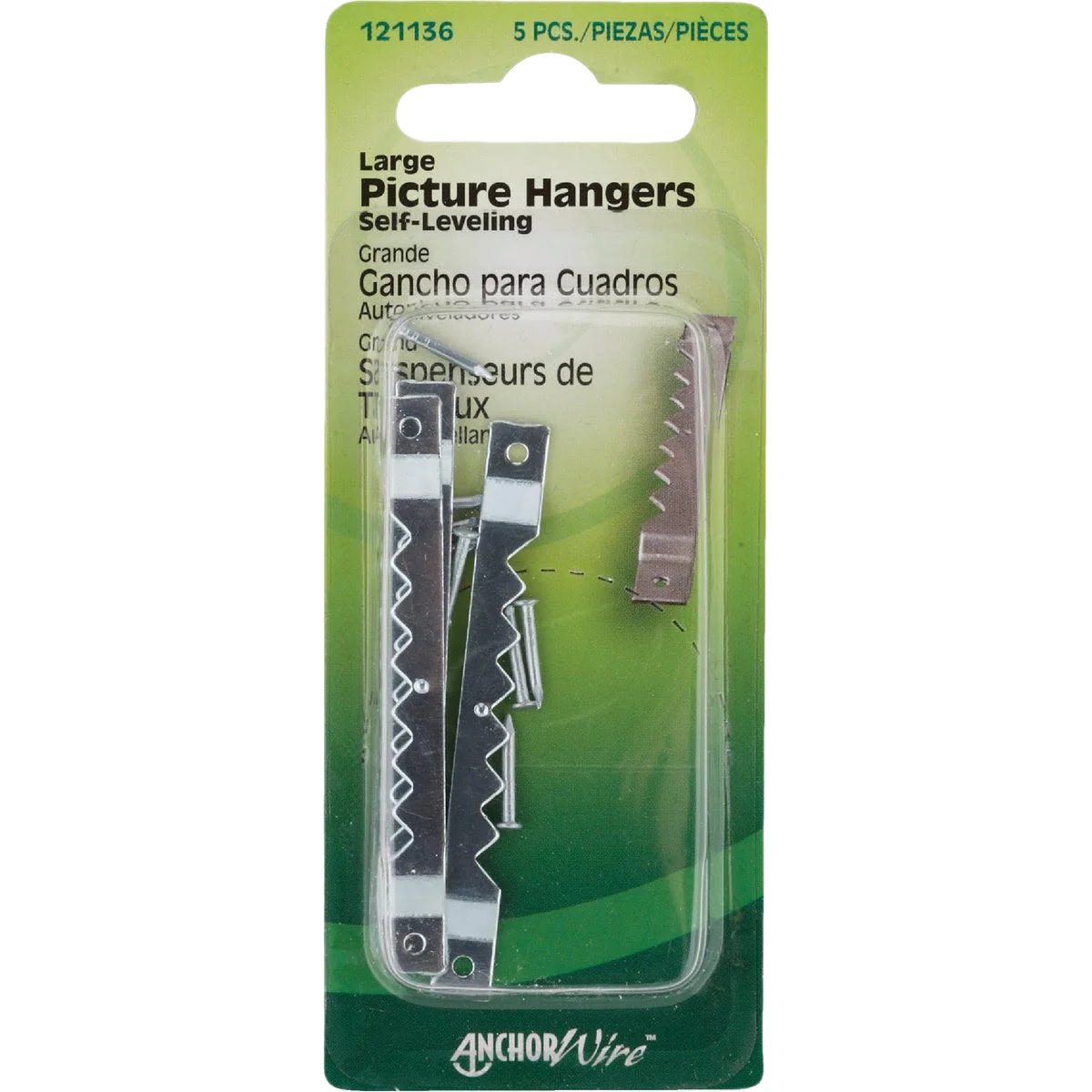 Hillman Large Self-Leveling Sawtooth Hangers, 5-Pack