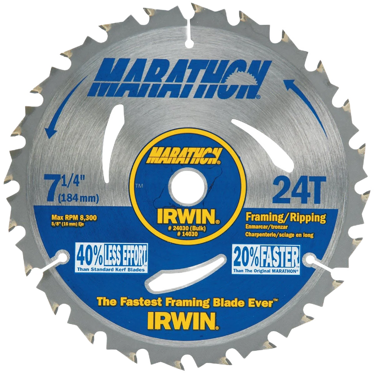Irwin Marathon 7-1/4 in. 24-Tooth Framing/Ripping Circular Saw Blade