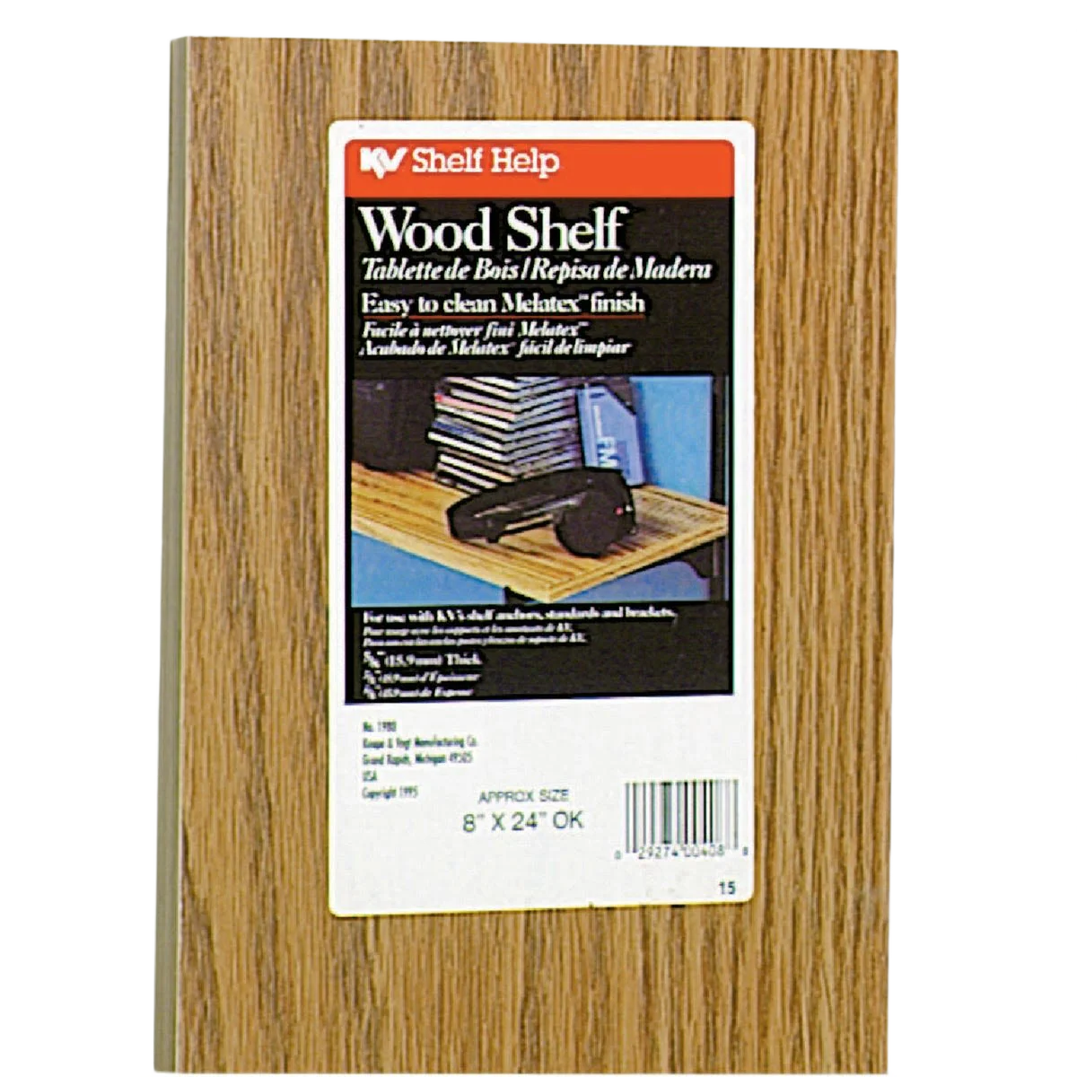 Knape & Vogt Oak All-Purpose Shelf, 8 In. x 24 In.