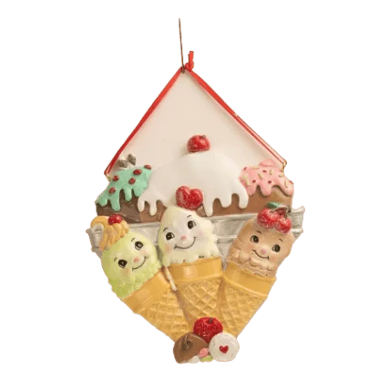 Kurt S. Adler Ice Cream Cone Family Of 3 Personalized Ornament