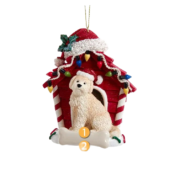 Kurt S. Adler Personalized Goldendoodle with Dog House Ornament