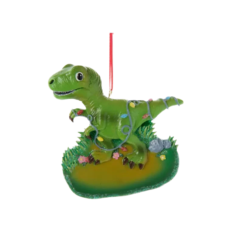 Kurt S. Adler Personalized T-Rex Dinosaur with Lights Ornament - Image 2