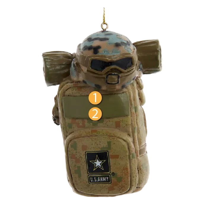 Kurt S. Adler Personalized U.S. Army Backpack Ornament - Image 2