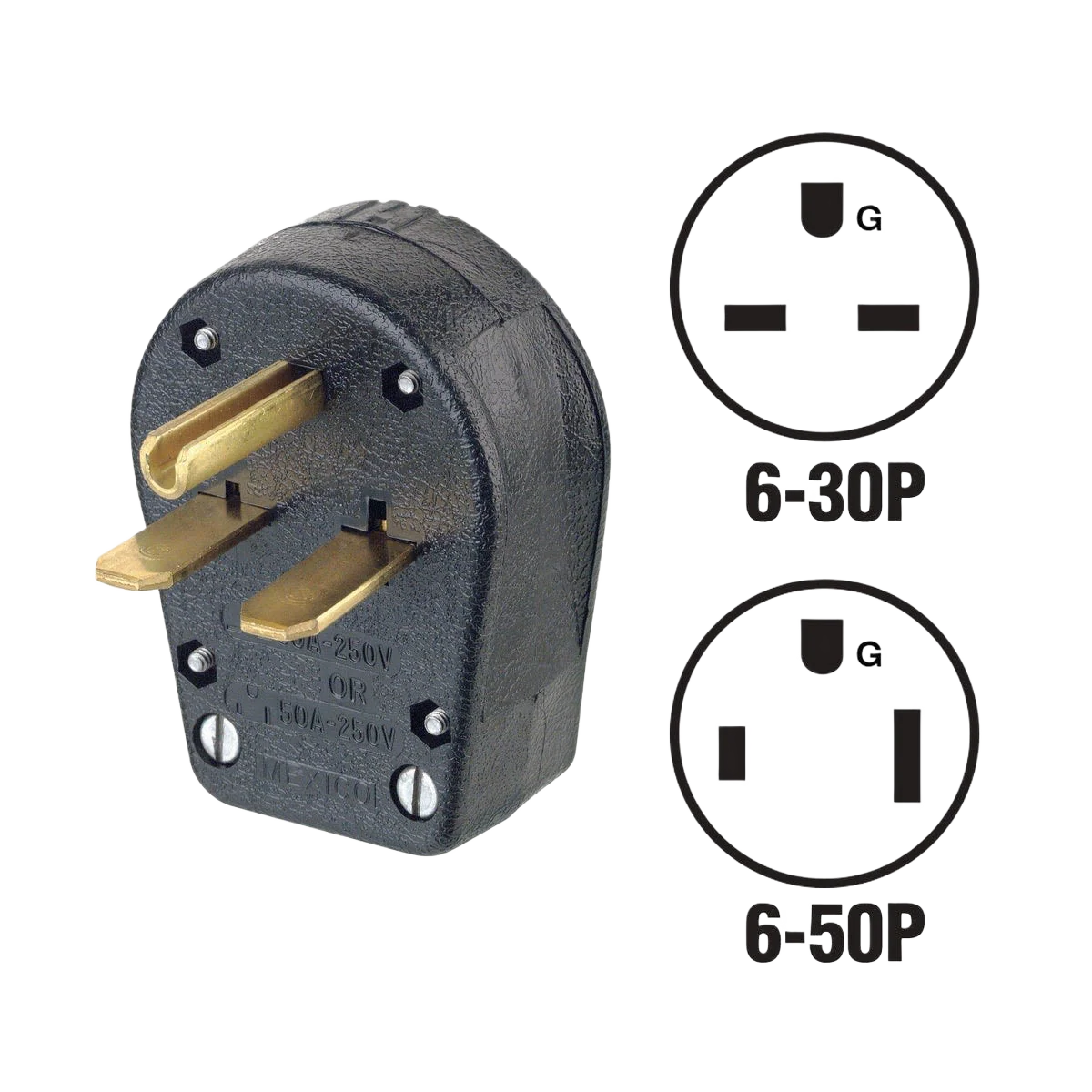 Leviton 30A/50A Black Dual Power Plug