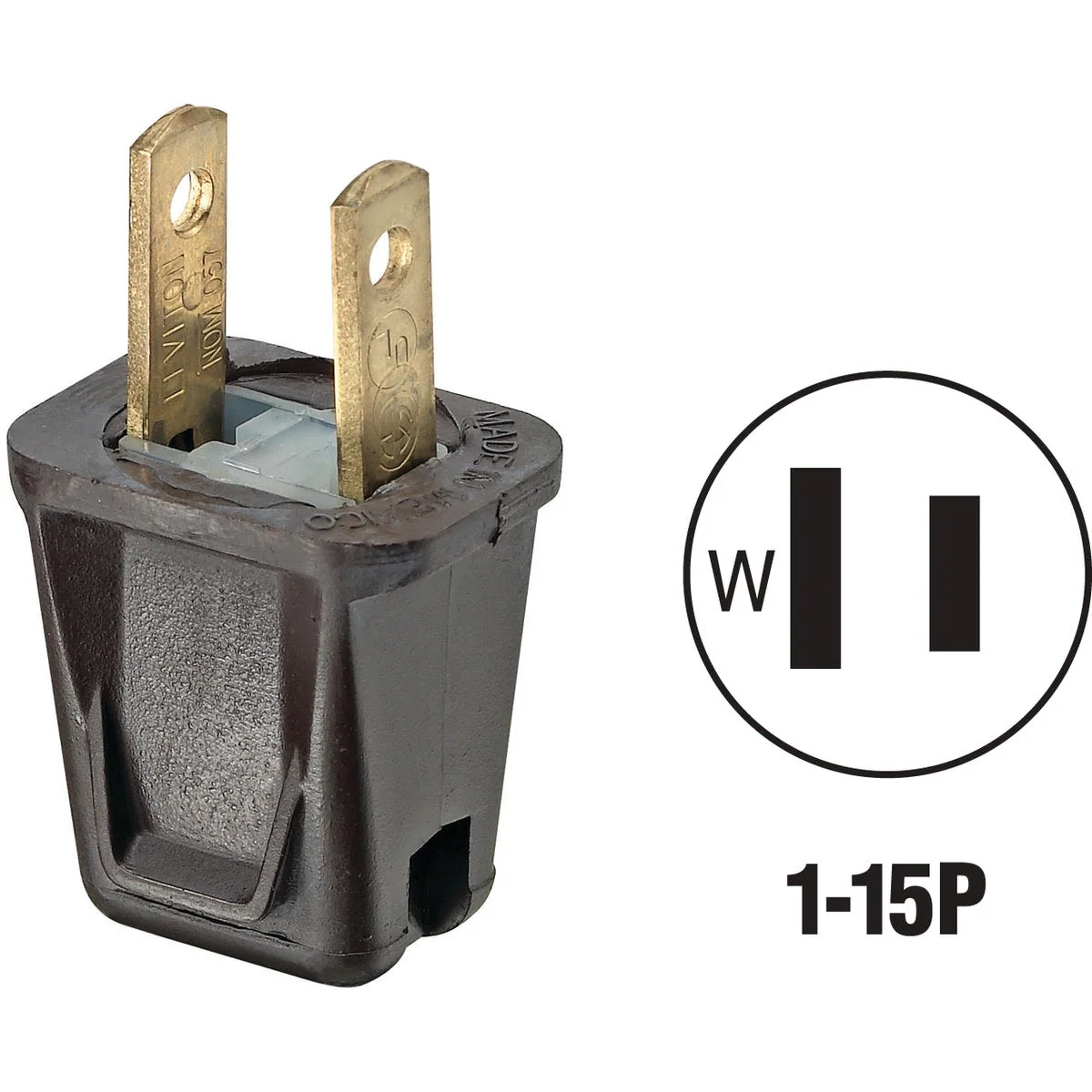 Leviton Brown 10A 2-Wire 2-Pole Non-Grounding Cord Plug
