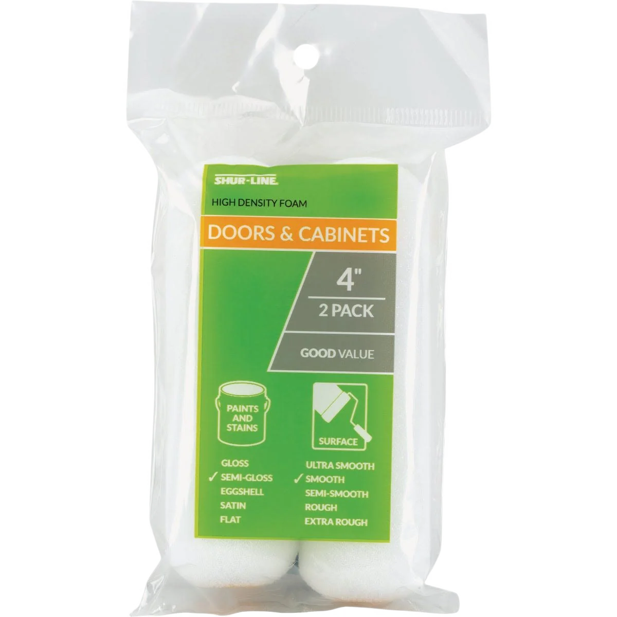 Linzer Impact 4" x 3/8" Foam Roller Cover, 2-Pack