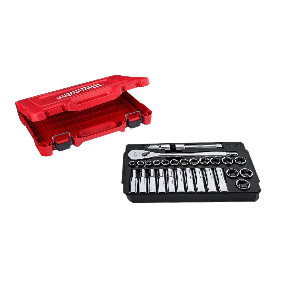 Milwaukee 28-PC 1/2" Drive Metric Ratchet & Socket Set - Image 5