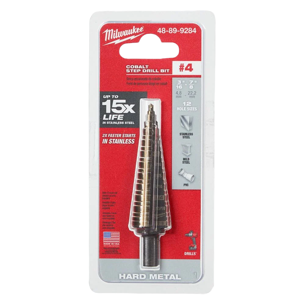 Milwaukee 3/16"-7/8" #4 Cobalt Step Drill Bit - Image 2
