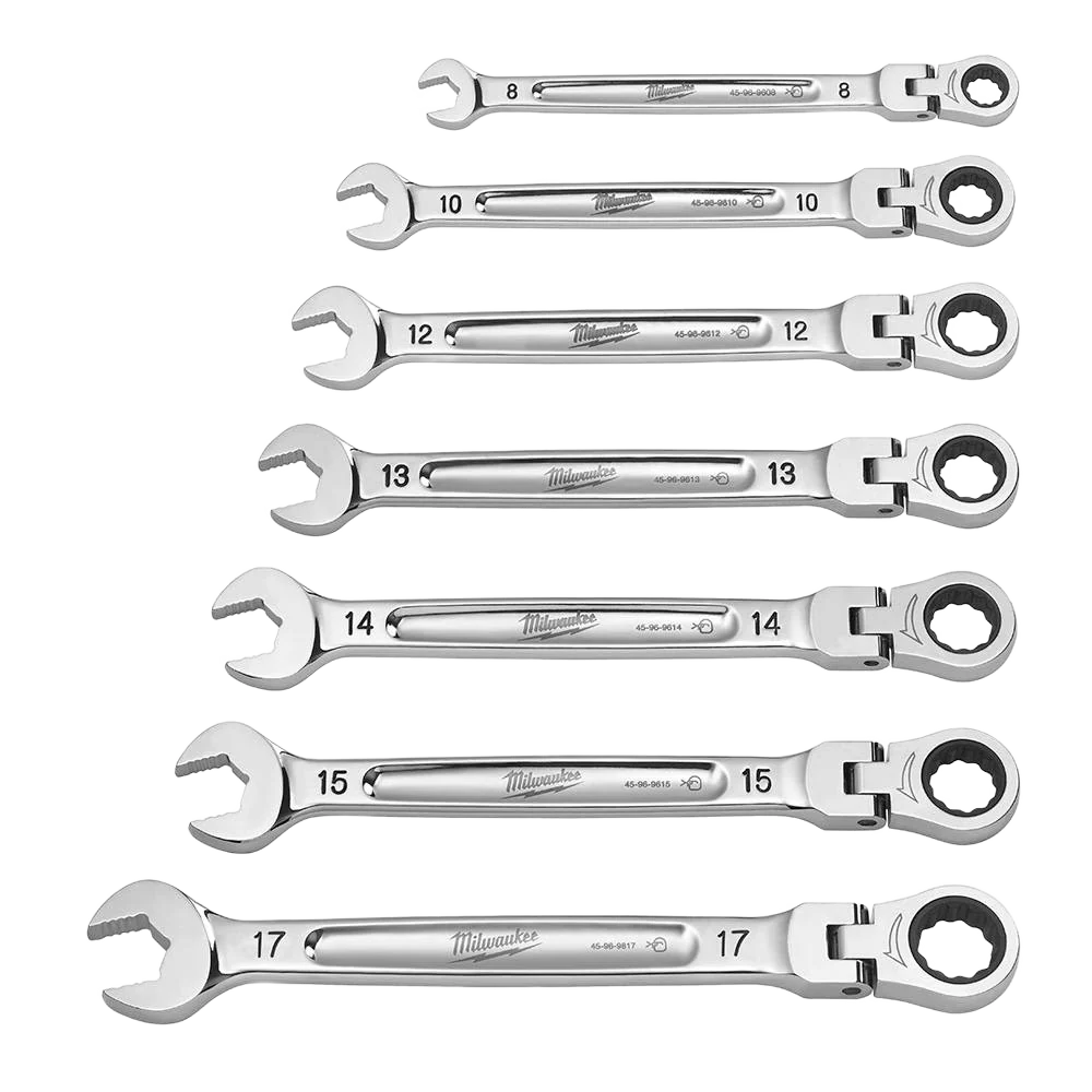 Milwaukee 7-PC Metric Flex Head Ratcheting Combination Wrench Set - Image 2