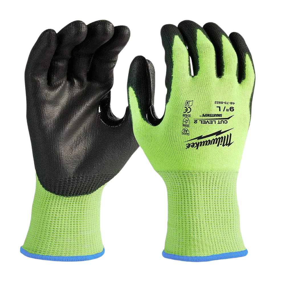 Milwaukee Large Hi-Vis Cut Level 2 Polyurethane Gloves