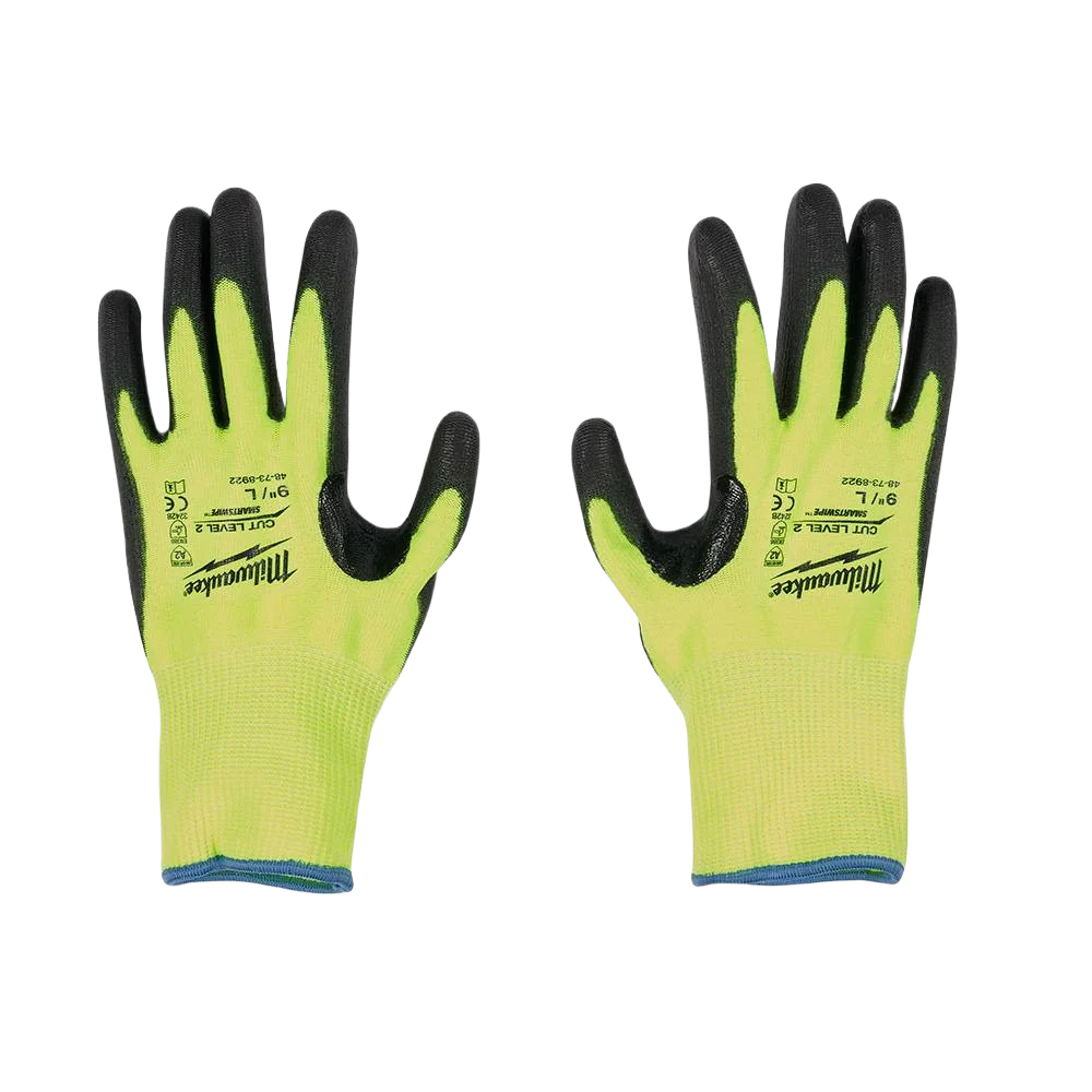 Milwaukee Large Hi-Vis Cut Level 2 Polyurethane Gloves - Image 2