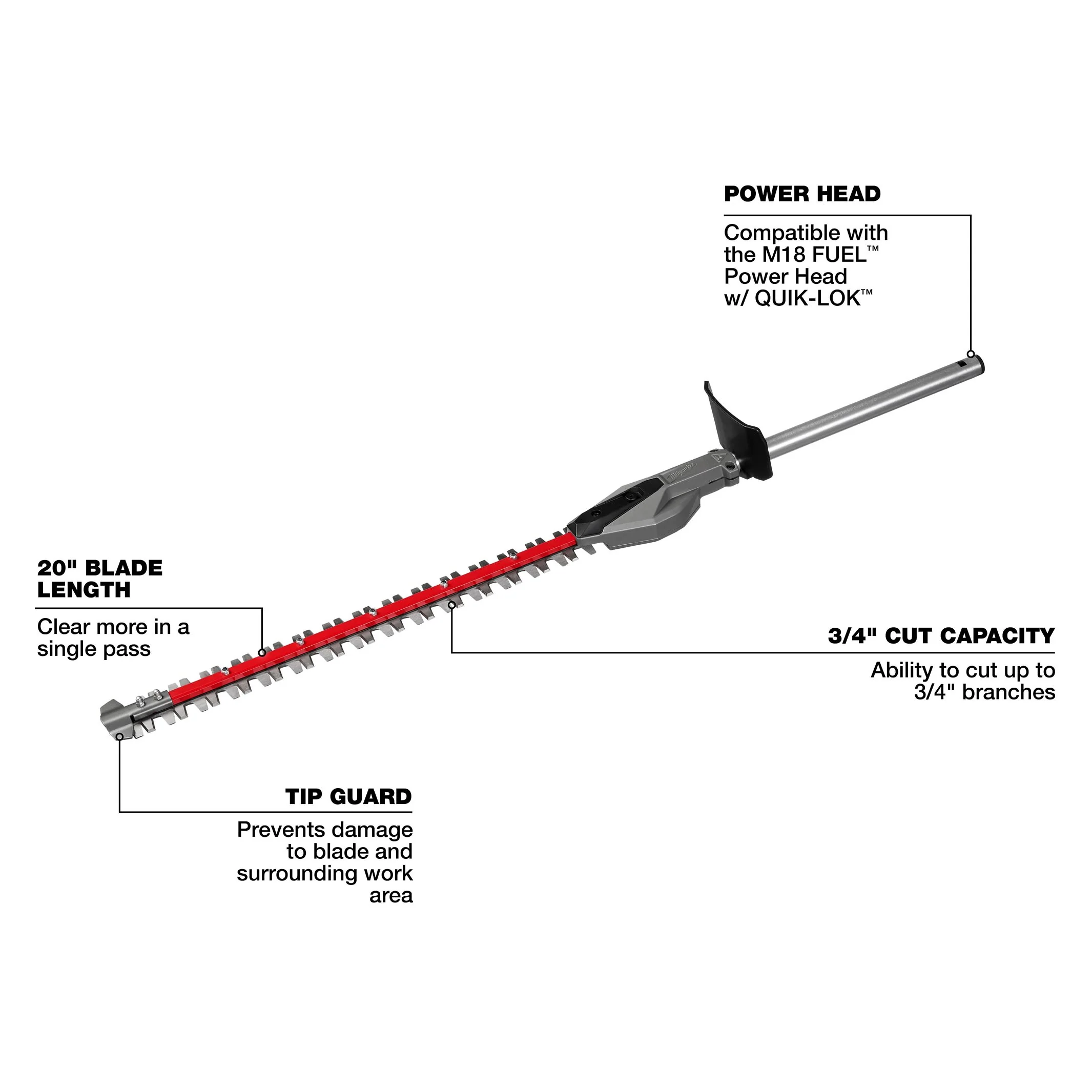 Milwaukee M18 FUEL™ QUIK-LOK™ Hedge Trimmer Attachment - Image 2