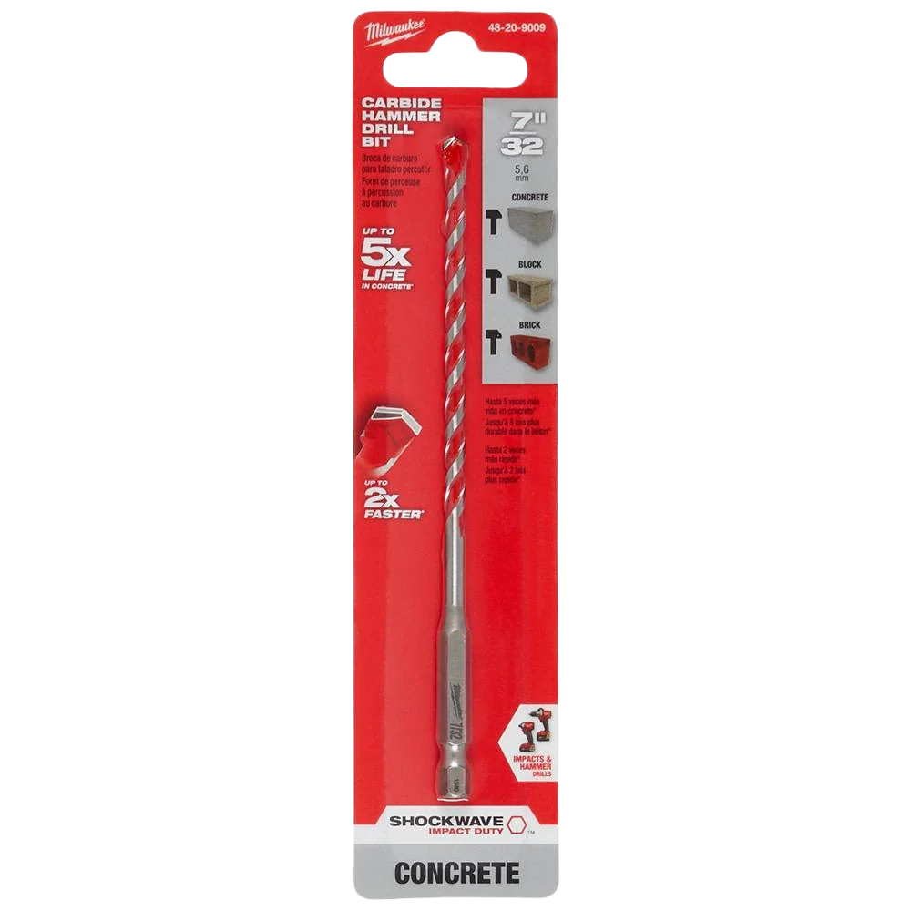 Milwaukee SHOCKWAVE™ 7/32" x 6" Carbide-Tipped Hammer Drill Bit - Image 2