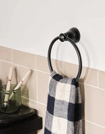 Moen Banbury Matte Black Towel Ring - Image 2