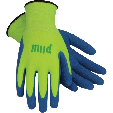 Mud Women's Large Lime Green & Blue Latex Coated Garden Gloves