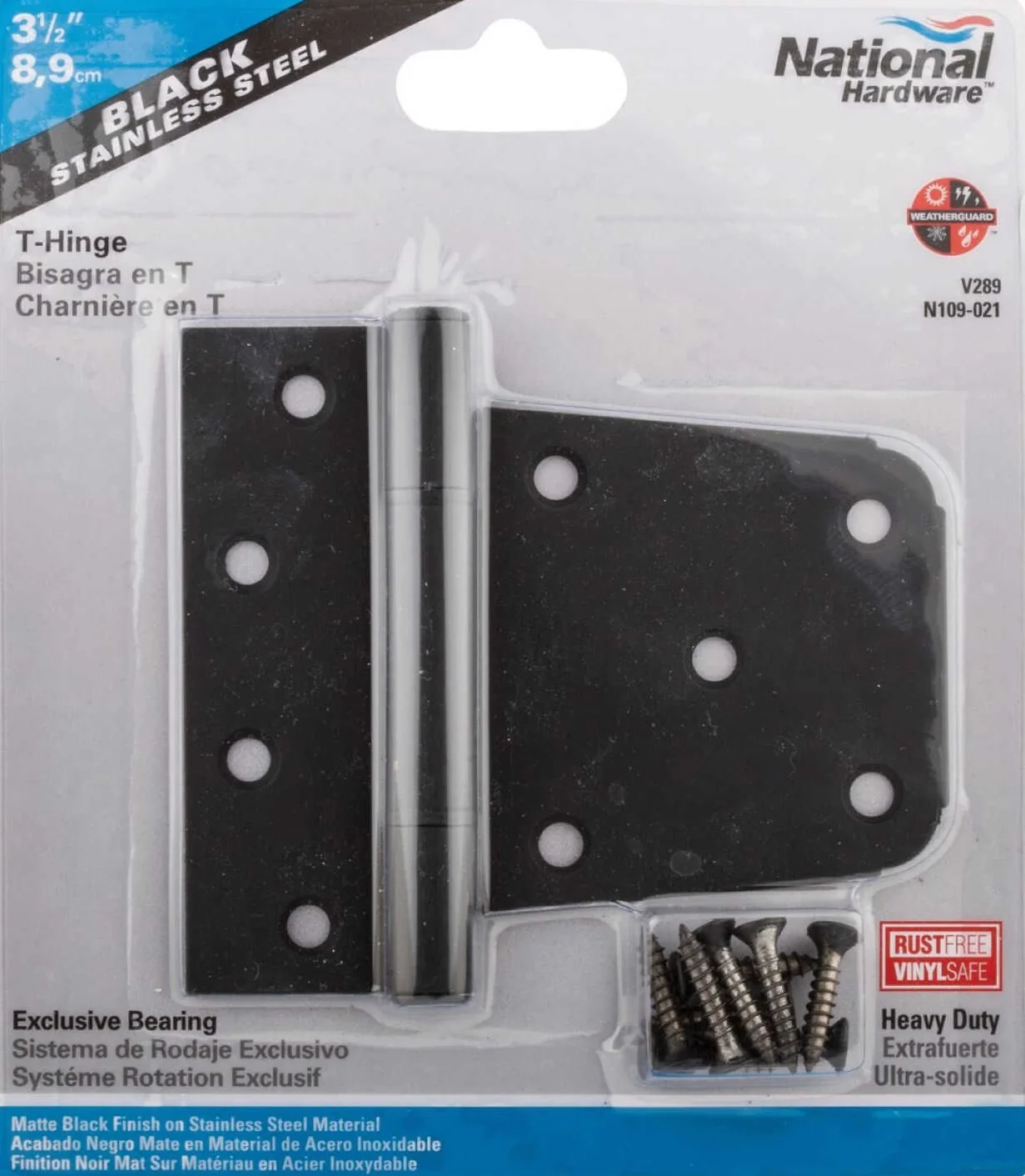National Hardware 3-1/2" Matte Black Extra Heavy-Duty Steel Gate Hinge - Image 3