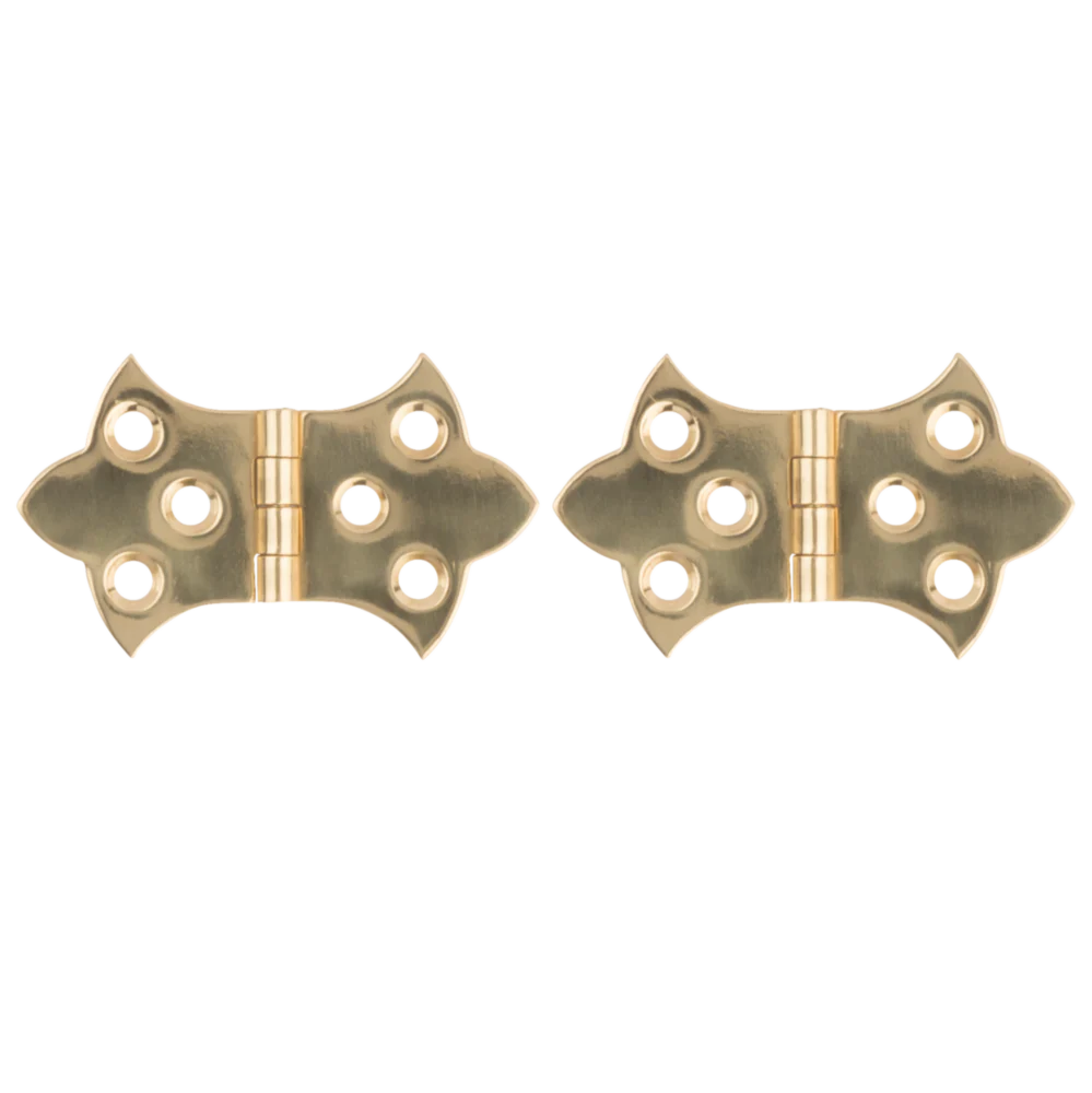 National Hardware 1-5/16" x 2-1/4" Miniature Brass Decorative Hinge (2-Pack) - Image 2