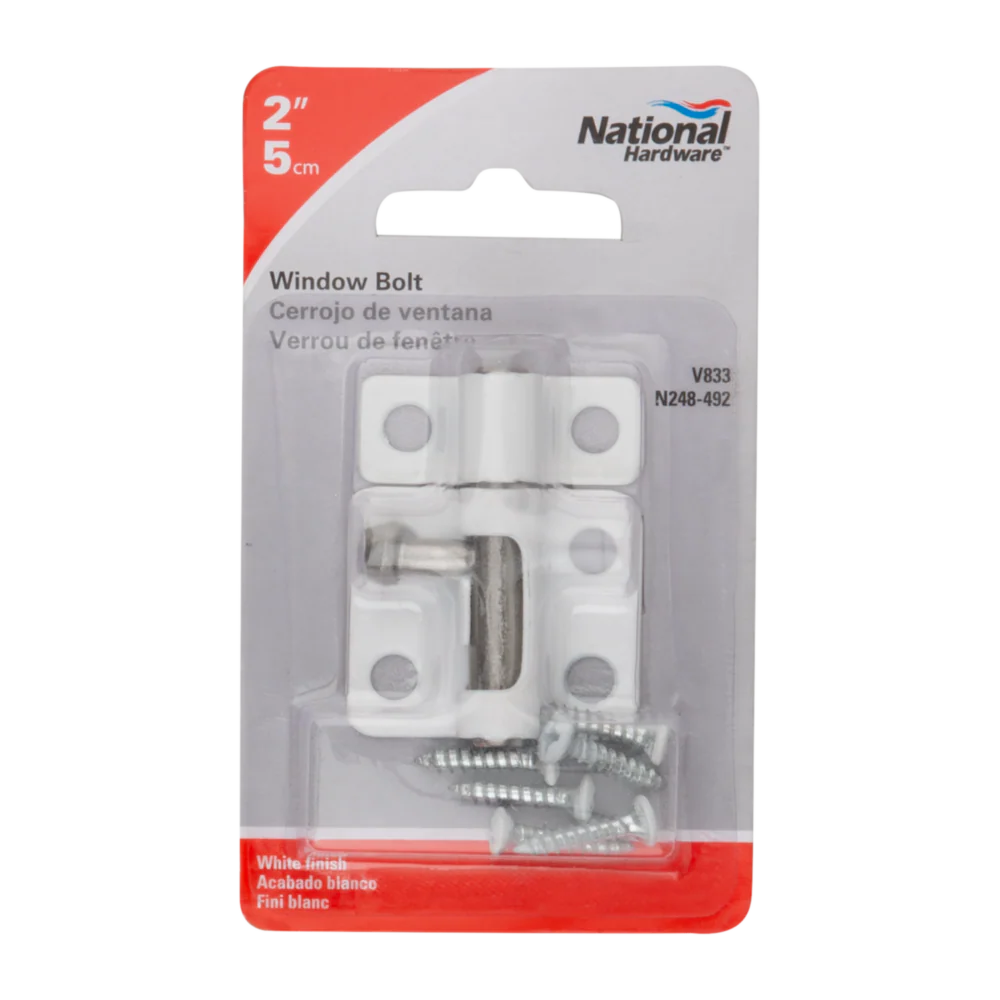 National Hardware 2" White Cellar Window Barrel Bolt - Image 3