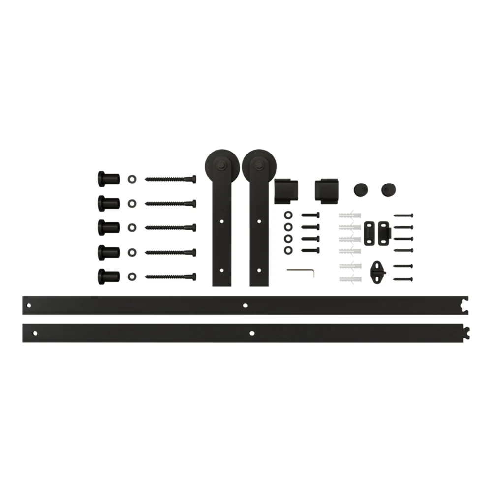 National Hardware 72" Matte Black Builder Interior Barn Door Kit (2-Piece) - Image 3