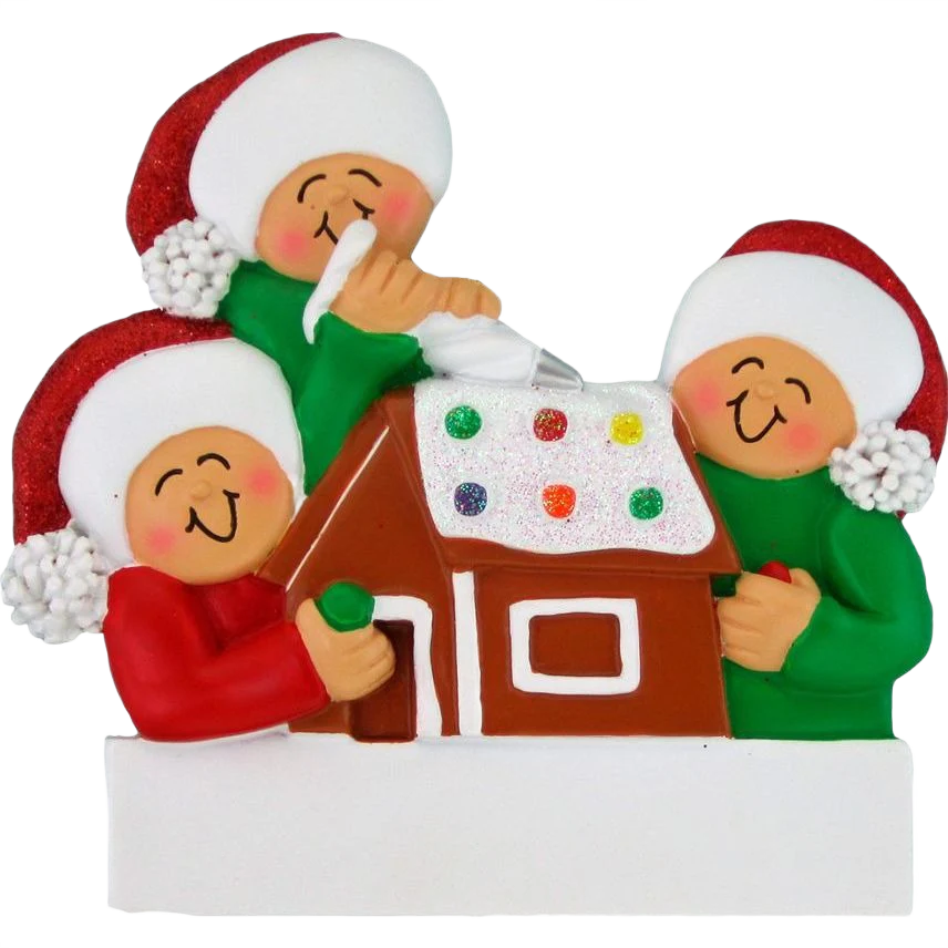 Ornament Central Personalized 3 People Making Gingerbread House Ornament - Image 2