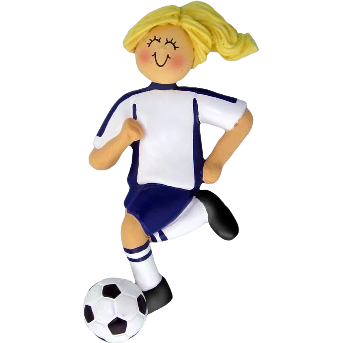 Ornament Central Personalized Blonde Female Blue Soccer Ornament - Image 2
