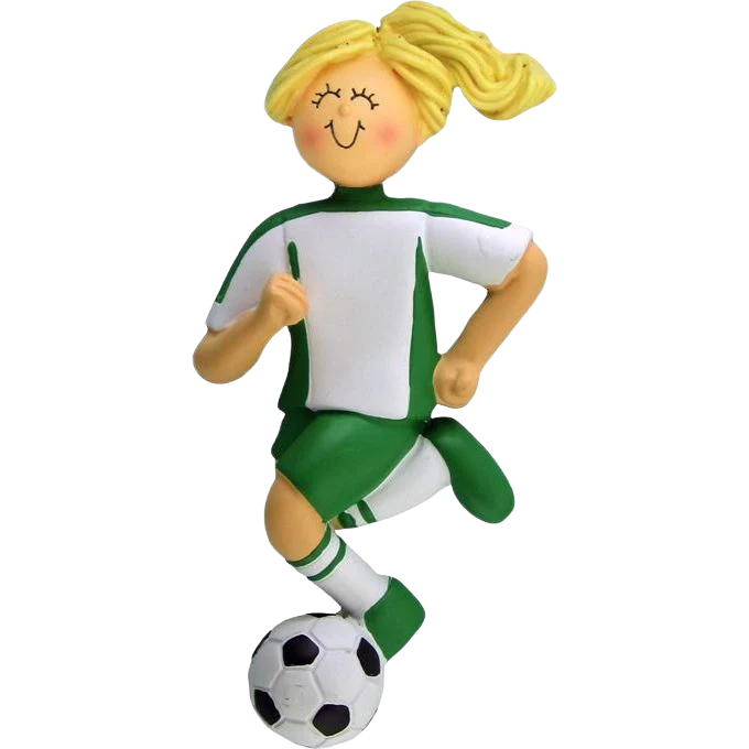 Ornament Central Personalized Blonde Female in Green Soccer Uniform Ornament - Image 2