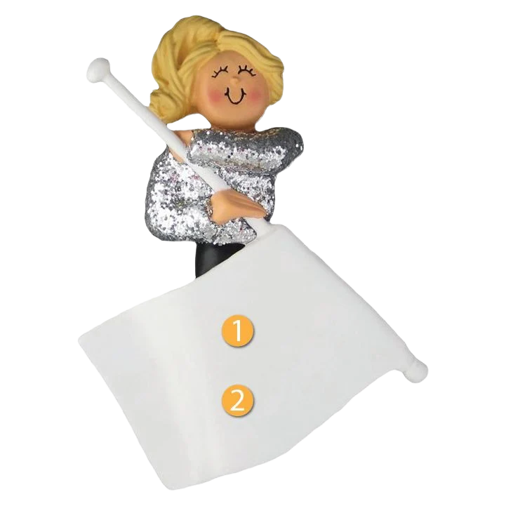 Ornament Central Personalized Blonde Flag Girl Ornament