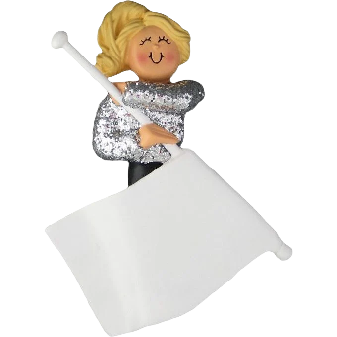 Ornament Central Personalized Blonde Flag Girl Ornament - Image 2