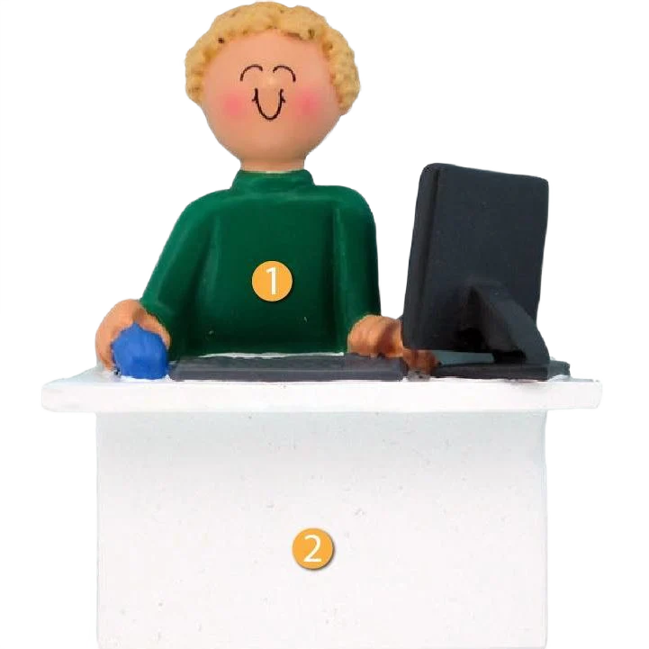 Ornament Central Personalized Blonde Male Computer User Ornament