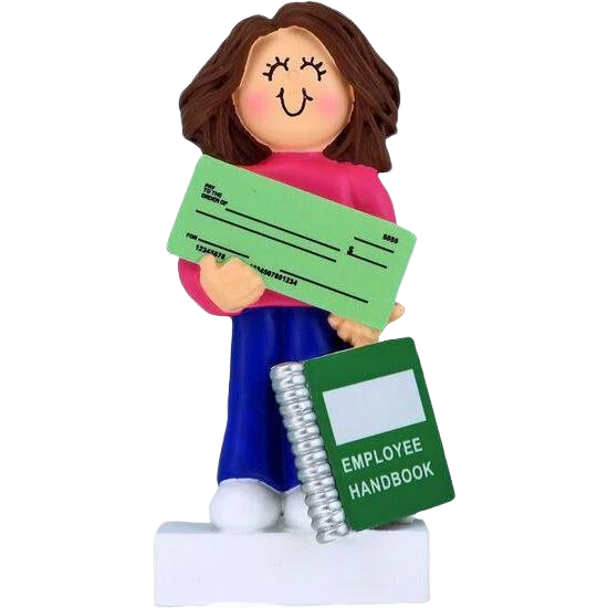 Ornament Central Personalized Brunette Female First New Job Ornament - Image 2
