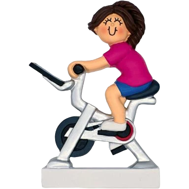 Ornament Central Personalized Brunette Female on Exercise Bike Ornament - Image 2