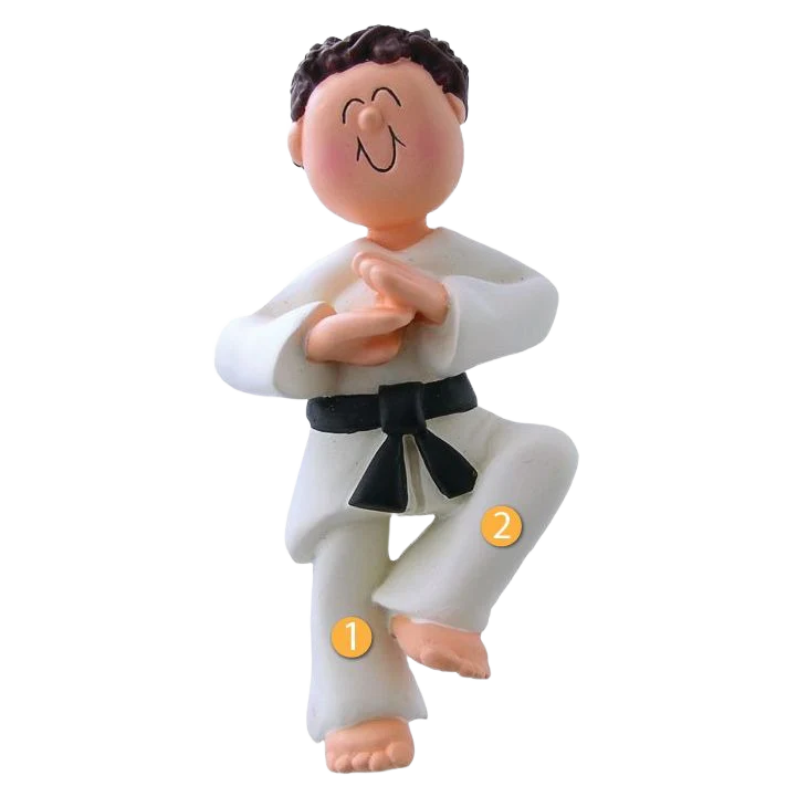 Ornament Central Personalized Brunette Male Karate Ornament