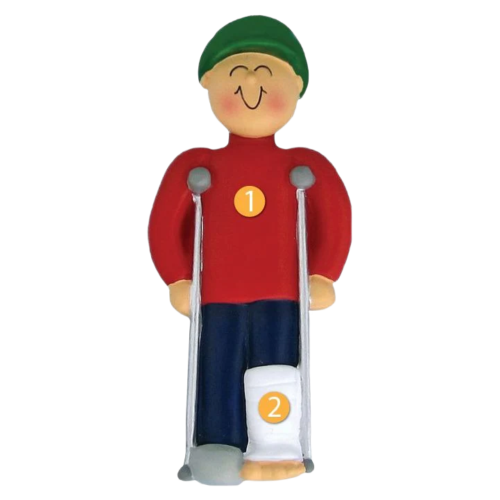 Ornament Central Personalized Male on Crutches Ornament