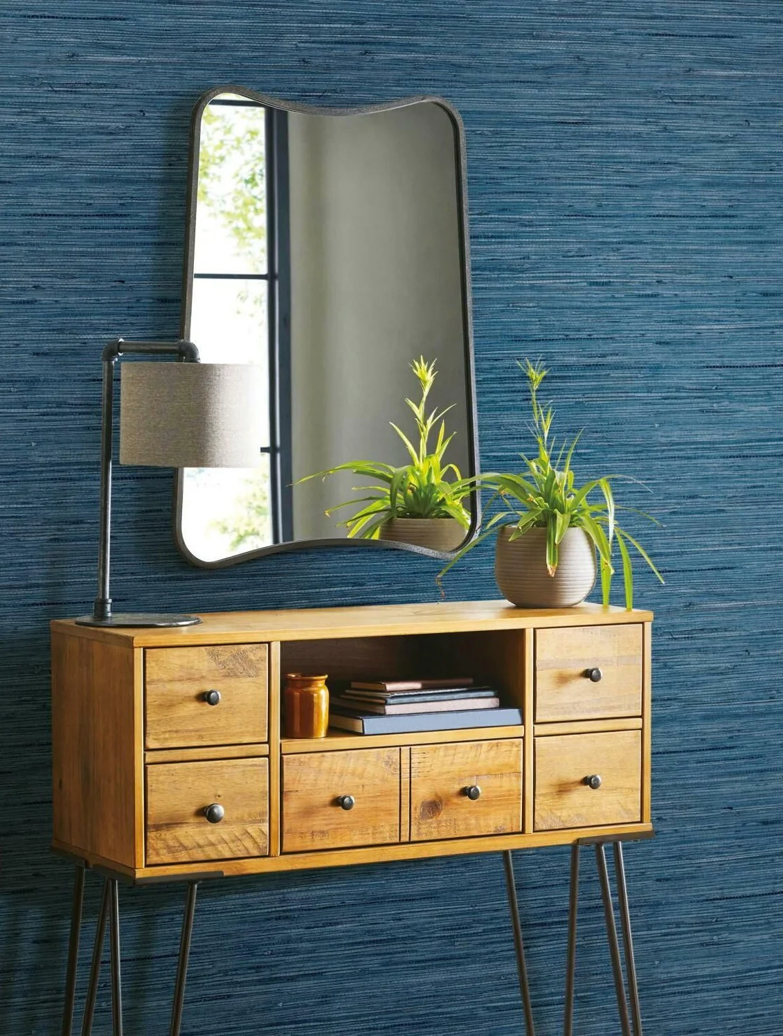 RoomMates Blue Grasscloth Peel & Stick Wallpaper - Image 3