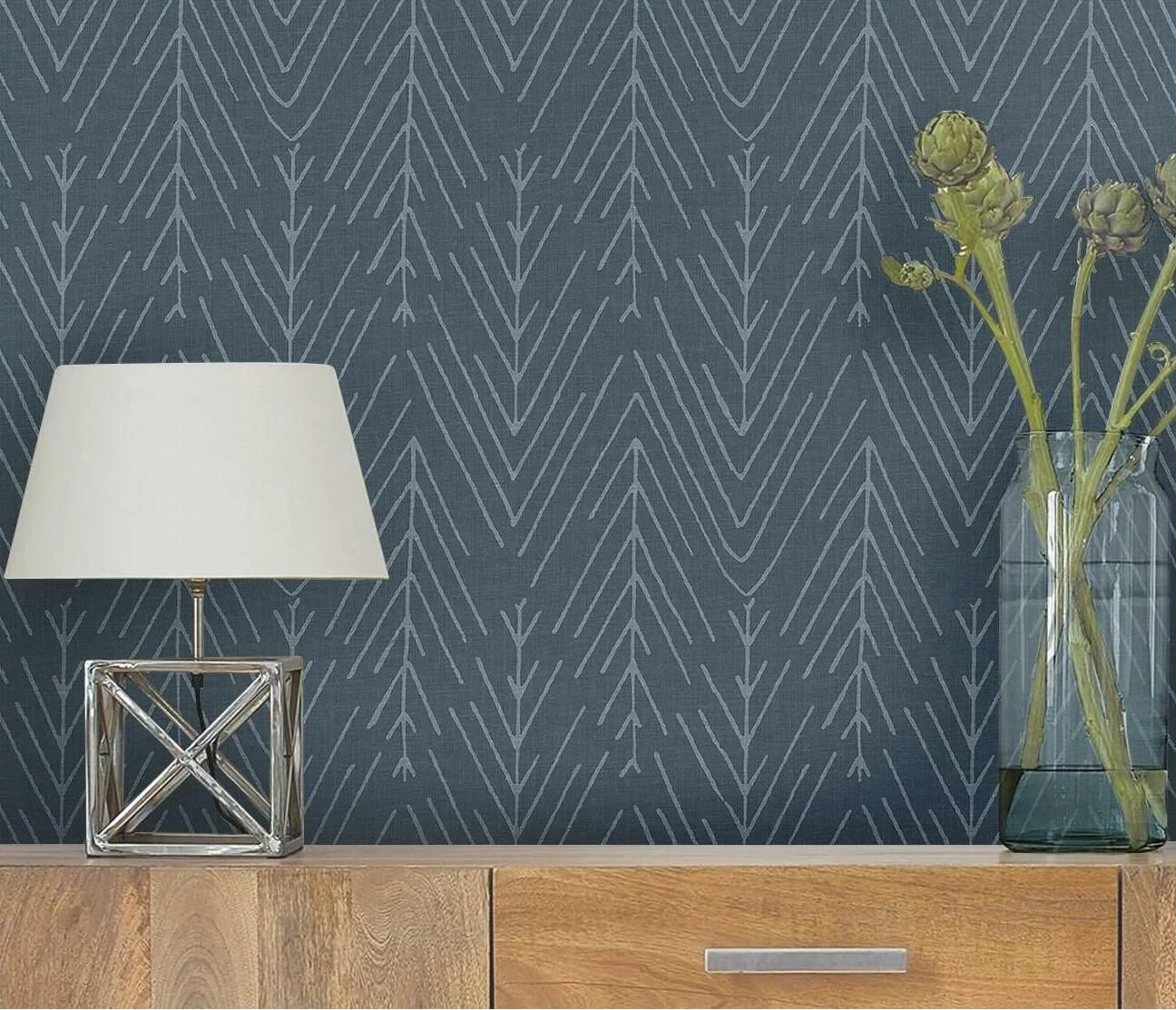 RoomMates Navy Twig Hygge Herringbone Peel & Stick Wallpaper - Image 5